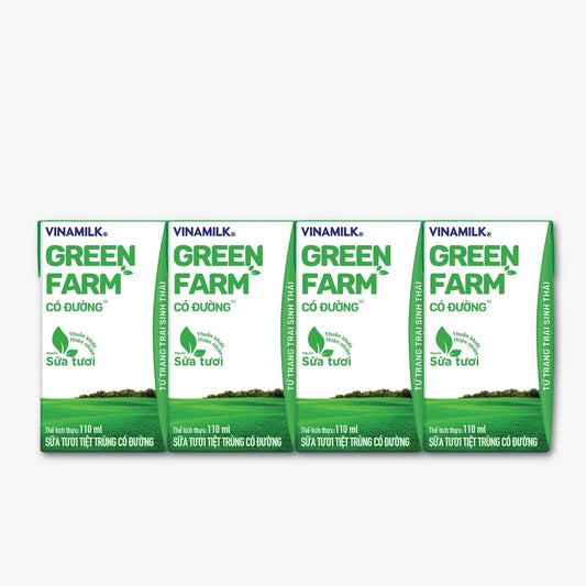 Sữa Tươi Tiệt Trùng Vinamilk Green Farm Có đường - Lốc 4 hộp 110ml