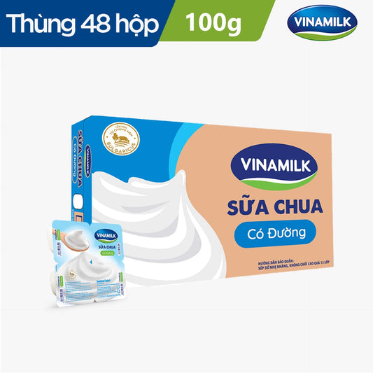 Sữa chua ăn Vinamilk có đường - Thùng 48 hộp 100g