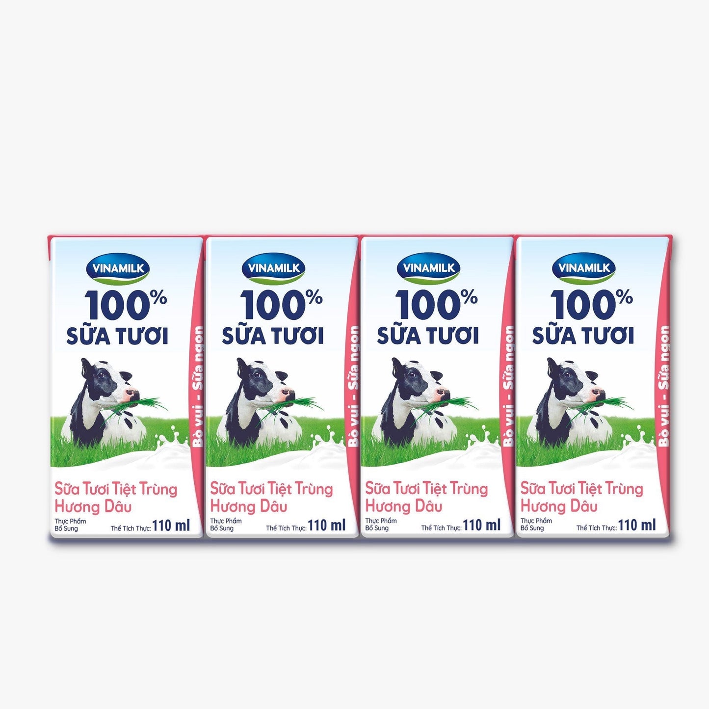 Sữa tươi tiệt trùng Vinamilk 100% hương dâu - Thùng 48 hộp 110ml