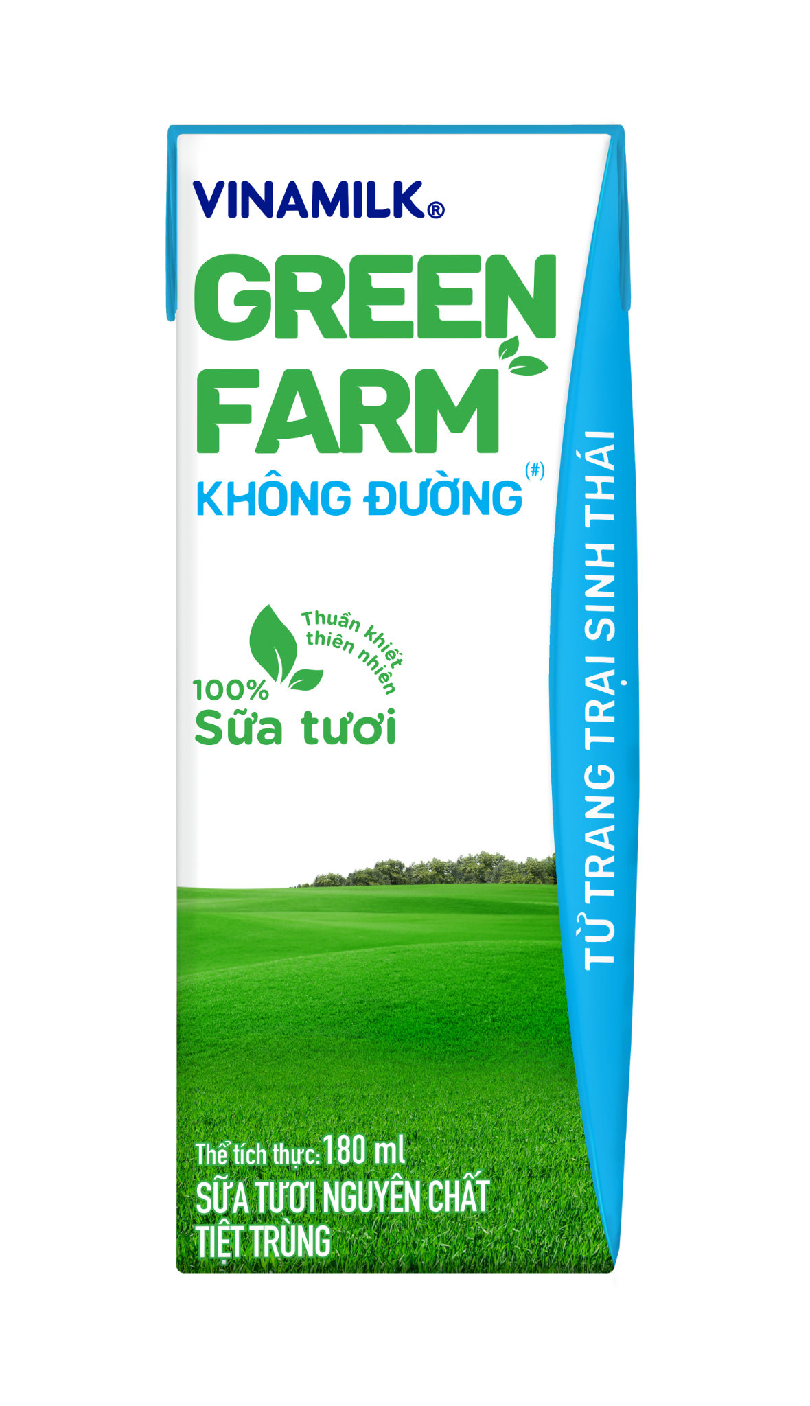 Sữa Tươi Tiệt Trùng Vinamilk Green Farm Không đường - Lốc 4 hộp 180ml