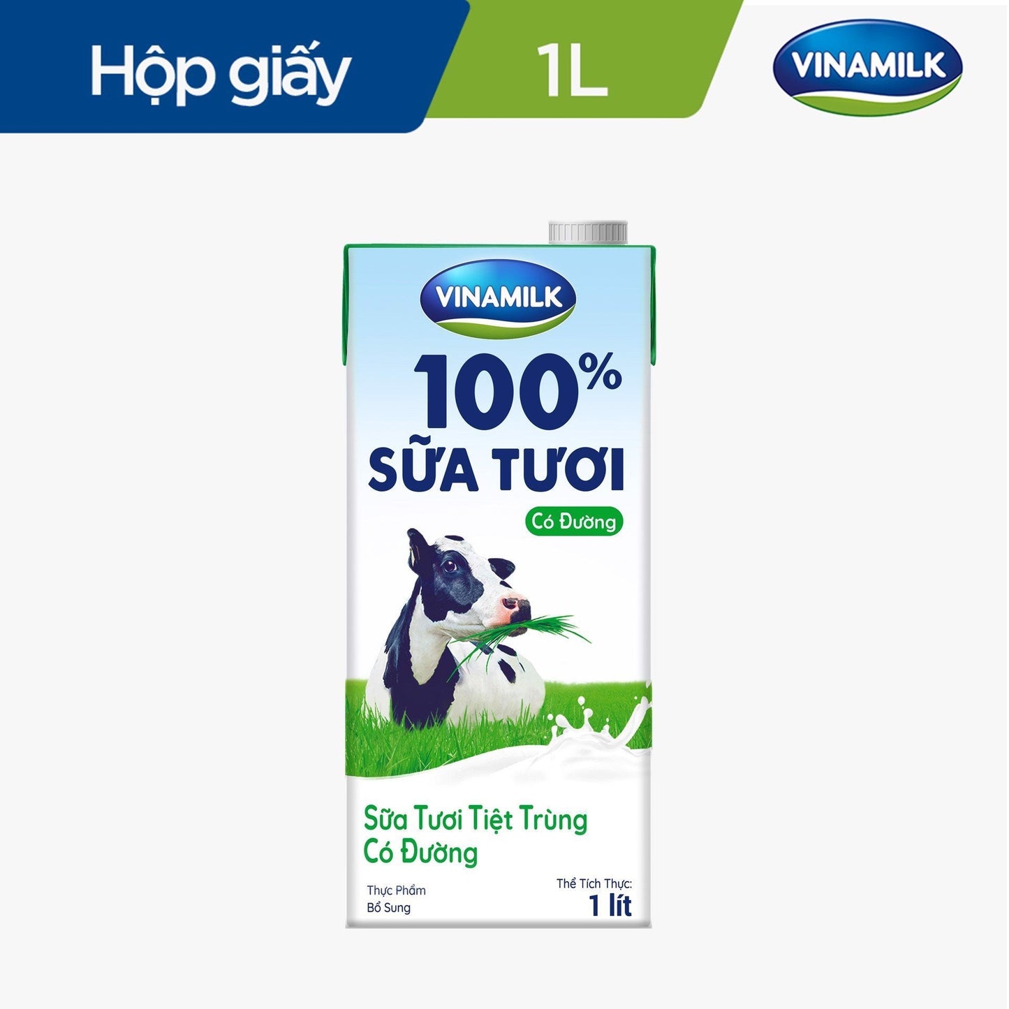 Sữa tươi tiệt trùng Vinamilk 100% có đường - Hộp giấy 1L