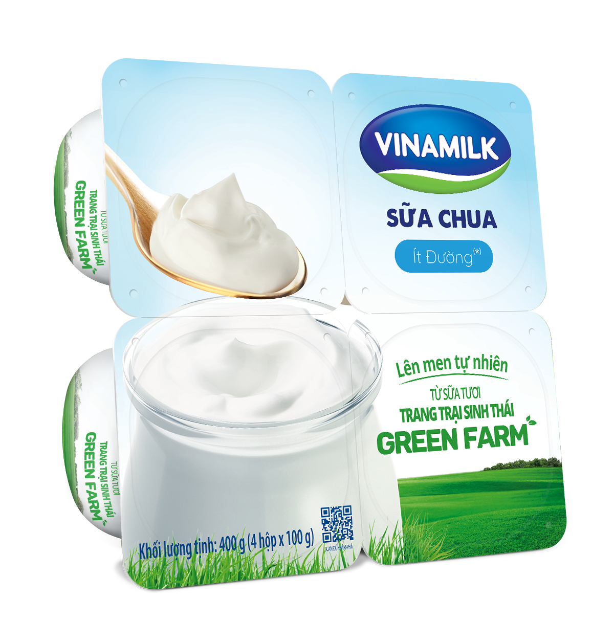 Sữa chua ăn Vinamilk Green Farm Ít Đường - Thùng 24 Hộp 100gr