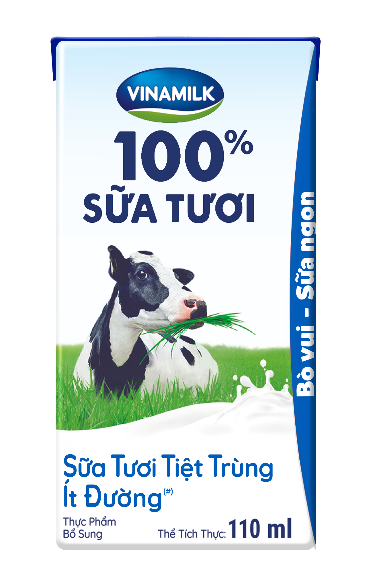 Sữa tươi tiệt trùng Vinamilk 100% Ít đường - Lốc 4 Hộp 110ml