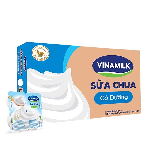 Sữa chua ăn Vinamilk có đường - Thùng 48 hộp 100g