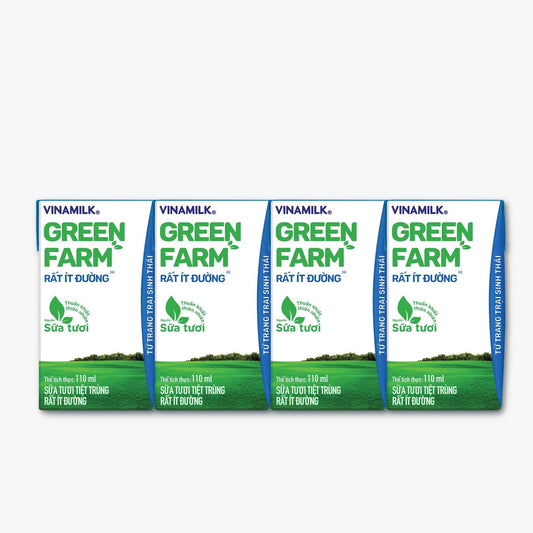 Sữa Tươi Tiệt Trùng Vinamilk Green Farm Rất ít đường - Lốc 4 hộp 110ml