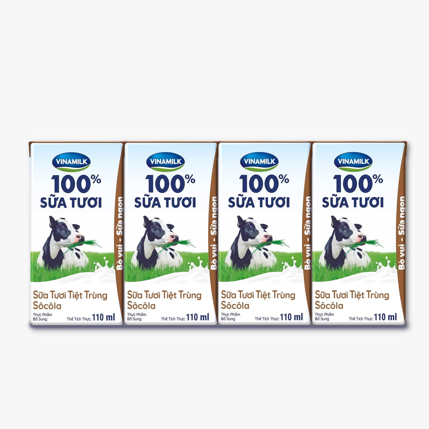 Sữa tươi tiệt trùng Vinamilk 100% Sôcôla - Lốc 4 hộp 110ml