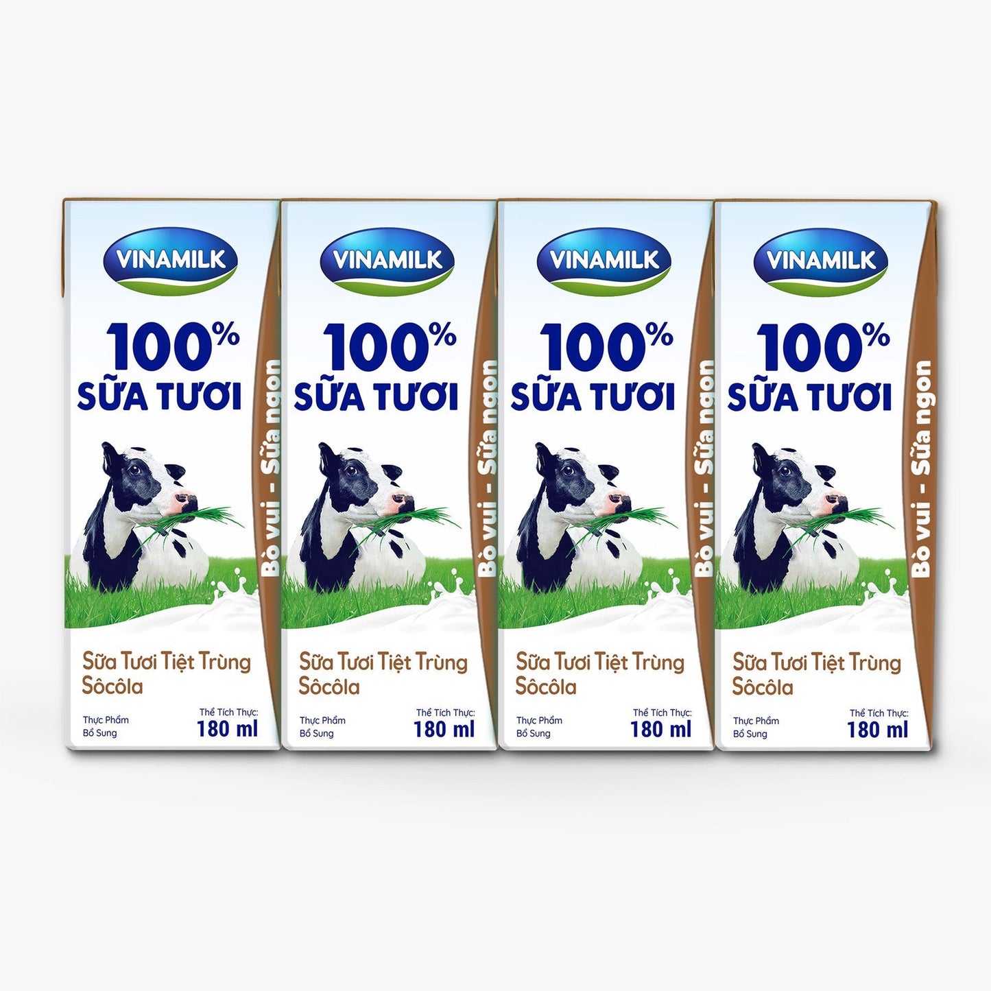 Sữa tươi tiệt trùng Vinamilk 100% Sôcôla - Lốc 4 hộp 180ml