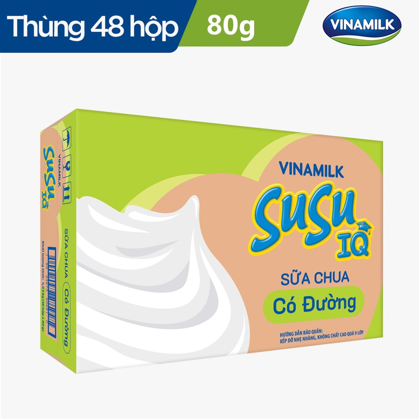 Sữa chua ăn SuSu IQ Có đường - Thùng 48 hộp x 80g