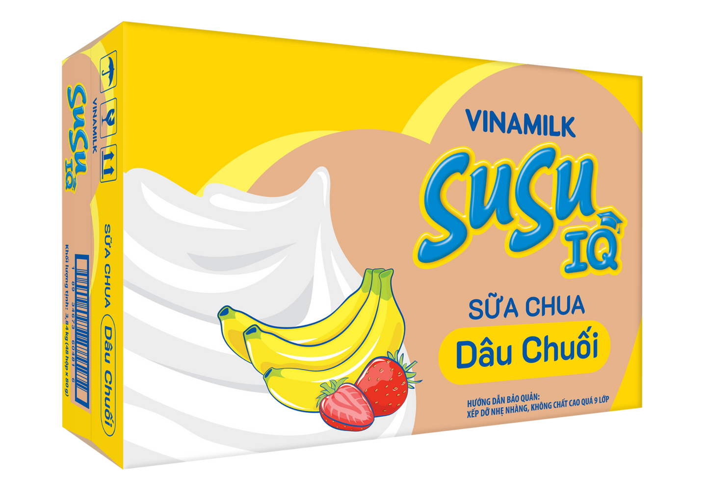 Sữa chua ăn SuSu IQ Dâu Chuối - Thùng 48 hộp x 80g