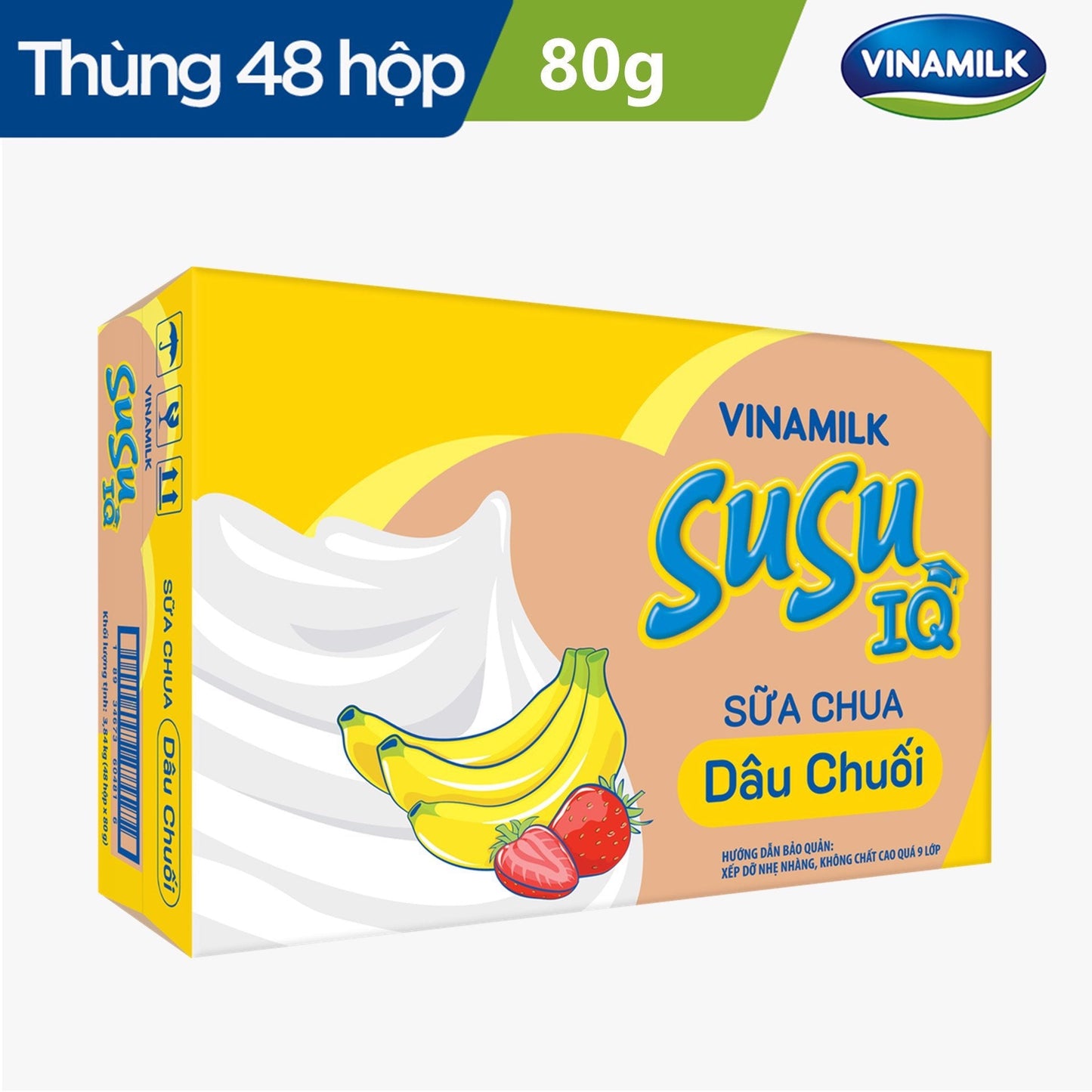 Sữa chua ăn SuSu IQ Dâu Chuối - Thùng 48 hộp x 80g