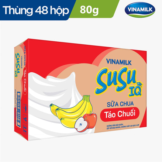 Sữa chua ăn SuSu IQ Táo Chuối - Thùng 48 hộp x 80g