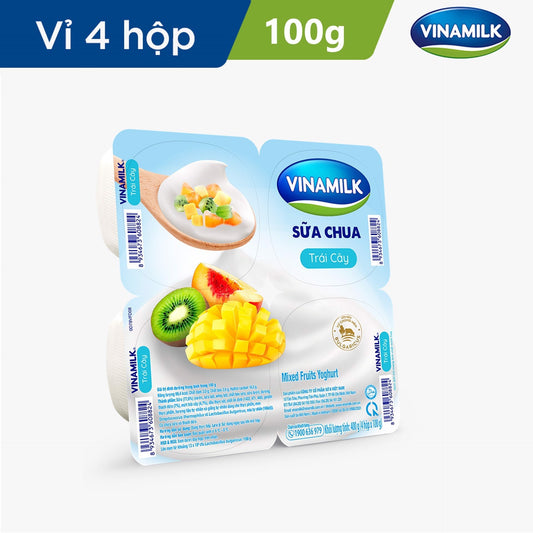 Sữa chua ăn Vinamilk trái cây - Vỉ 4 hộp x 100g